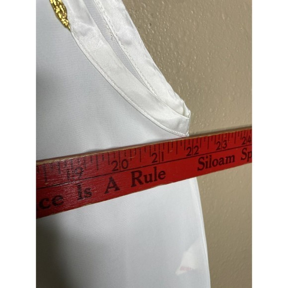 Vintage White Nylon Nightgown Gold Trim Full Length Sz L Sleeveless‎ Women’s - Picture 4 of 10